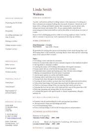 waitress cv sample