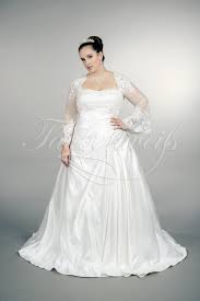 Schneeweiß und mit einer langen tüllschleppe hinten. Brautkleid Tw0166b Fur Grosse Grossen Aus Satin Und Spitze