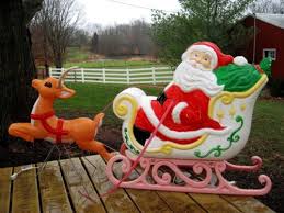Big Santa Claus Sleigh Reindeer Lighted Plastic Outdoor Yard Decor Xmas Blowmold Plastic Outdoor Christmas Decorations Christmas Lawn Decorations Christmas Yard Decorations
