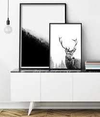 Black And White Deer Wall Art Deer Print Deer Antlers Art Print Scandinavian Print Stag Animal Print Black And White Print Affiche Scandinave Deer Head Stag Head Antler Art Print Deer Wall Art Scandinavian Print