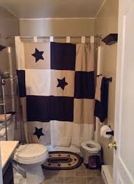 Black And Tan Shower Curtains Handmade Primitive Star Shower Curtain Black Tan Cream1 Primitive Bathrooms French Country Bathroom Primitive Shower Curtains