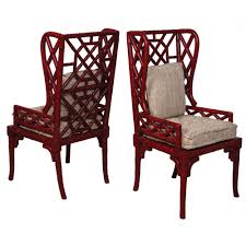 Red Bamboo Wing Back Chairs Bohemian Chic Bohochic Bohochicfurnishings Accent Chair Set Bamboo Chair Red Dining Chairs