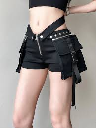 Womens Gothic Black Low Waist Mini Shorts Y2K Aesthetic, V Waisted, Pocket  Detail, Dark Style From Sereinstore, $33.72 | DHgate.Com
