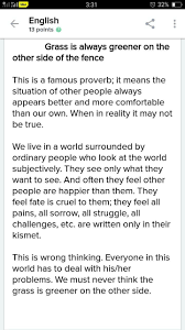 The Grass Is Always Greener On The Other Side Of The Fence Essay Expansion Pf The Theme The Grass Is Always Greener From The Other Side Of The Hill Brainly In