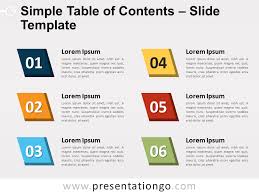 Simple Table Of Contents For Powerpoint And Google Slides Powerpoint Table Of Contents Template Powerpoint Presentation Design