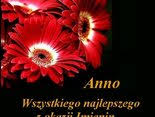 Więc życzenia swe gorące, w południowe ślę ci słońce, by opadły cichym szmerem moich słów, a w nich miłość najwierniejsza, w nich słów. Imieniny Anny Kartki Pl