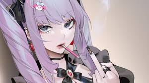 Standard 4:3 5:4 3:2 fullscreen uxga xga svga qsxga sxga dvga hvga hqvga. Anime Girl Smoking Purple Hair Hd 4k Wallpaper 8 2946