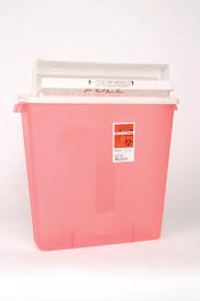Small sharps containers (below 4 litres in size) are available to facilitate prompt disposal at the site of the procedure, e.g. Cardinal Health 8540sa Sharpstar 4 Gal Clear Counter Balanced Lid 10 Cs Continental Us Only 369 Medical