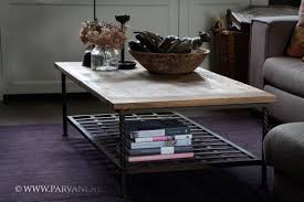 parvani salontafel teak ijzer onderstel roest salontafel thuisdecoratie meubels