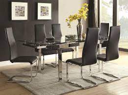 Mix and match oval dining room set with upholstered back chairs (cappuccino) coaster furniture. Coaster Modern Dining 106281 6x100515blk Contemporary Dining Room Set With Glass Table Corner Furniture Dining 7 Or More Piece Sets