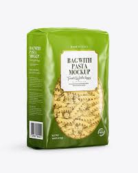 Plastic Bag With Fusilli Pasta Mockup In Bag Sack Mockups On Yellow Images Object Mockups