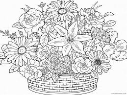 Here's a colouring page of a flower in a flower pot. Adult Flowers Coloring Pages Adult Flowers 20 Printable 2020 386 Coloring4free Coloring4free Com