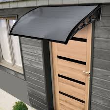 2 équerres droites, 2 pannes, chevrons, visserie. Auvent De Porte Polycarbonate Noir 80x120 Cm Id Market