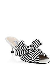 Black And White Striped Flats With Bows Prada Stripe Mules With Large Bow Bow Sandals Striped Shoes Shoes