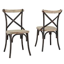The perry dining chairs are constructed of wood and metal and their sturdy materials will ensure your enjoyment and comfort for years to come. Walker Edison Reclaimed Wood Industrial Metal Dining Chairs Set Of 2 Lwwm2mdx Rona