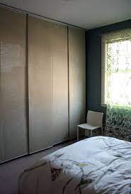I replaced my closet doors with a curtain! Before After Hiding The Great Wall Of Clothes Closet Alternatives Closet Door Alternative Home