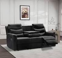 Amazon.com: Leiln.z 3-Seater Black PU Recliner Sofa with 2 ...