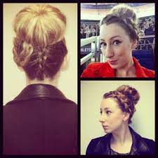 hair up in a loose french braid plait and messy bin with a french braid plait goi g up the back loose french braids hair tutorial hair styles