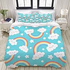 Mokale Twin Size Duvet Cover Cute Cloud Background Rainbow Seamless Pattern Decorative 3 Piece Bedding Set With 2 Pillow Twin Size Duvet Covers Bedding Set Bed