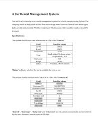 Contact management system in python. A Car Rental Management System Can You Solve It Chegg Com