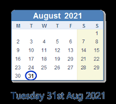 May 31, 2021 · august 28, 2021 sunday, august 29, 2021: August 31 2021 Calendar With Holiday Info And Count Down Ind