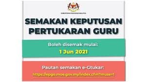 Bahagian pengurusan sumber manusia (bpsm) menerima permohonan pertukaran daripada kakitangan bukan guru di kementerian pelajaran malaysia. E Gtukar Semakan Status Pertukaran Guru Mulai 1 Jun 2021
