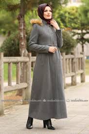 Moda Selvim Kapsonlu Kase Pardesu 4293m108 Gri Dresses Fashion High Neck Dress