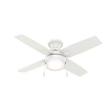 Hunter Port Haven 44 In Fresh White Led Indoor Outdoor Flush Mount Ceiling Fan 4 Blade Lowes Com In 2020 Ceiling Fan Ceiling Fan With Light Flush Mount Ceiling Fan