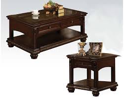 An attractive traditional asian style coffee table with a frame of wood finished in black. Traditional Coffee Table Set In Cherry Anondale By Acme Ac10322set