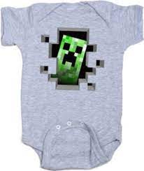 Minecraft Creeper Baby One Piece In Grey And Green Geek Baby Cool Baby Clothes Geek Baby Clothes
