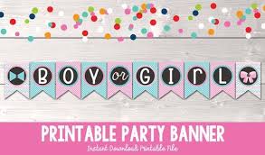  Printable Gender Reveal Party Banner Instant Download Boy Or Girl Bunting Pdf With Pink And Blue Chevron Stripes Polka Dots And Bow Bowtie Party Banner Gender Reveal Party Gender Reveal Banner