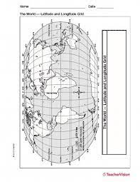 A gcs can give positions: Latitude And Longitude Map Geography Printable 3rd 8th Grade Teachervision