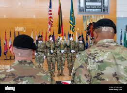 The 405th Army Field Support Battalion- Mannheim conducts a change of  command ceremony July 1 at Coleman Worksite, Mannheim. The ceremony  formally transferred command of the battalion from Lt. Col. Jason Knapp
