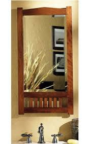 Sturdy wood construction features a spacious cabinet behind a mirror door. Mission Framed Bathroom Cabinet By Broan Recessed Medicine Cabinet Craftsman Style Bathrooms Mission Style Bathroom