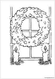 Christmas wreath with candles coloring pages. Christmas Wreath With Candles Coloring Pages Christmas Coloring Pages Coloring Pages For Kids And Adults