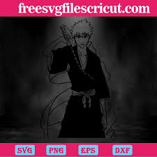 Ichigo Kurosaki Black And White Bleach Anime Japanese Characters, Svg  Clipart - free svg files for cricut