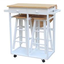 Fch Semicircle Solid Wood Folding Dining Cart With 2 Free Stools White Foldable Semi Circular Stool With Solid Wood Dining Car Aliexpress In 2020 Kitchen Island With Seating Folding