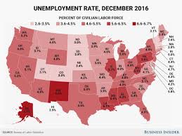 State Unemployment Rate Map December 2016 Business Insider