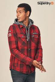 Mens Superdry Red Everest Storm Hooded Shirt Red