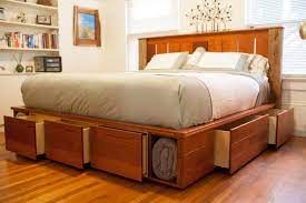 10 Ways To Make Your Own Platform Bed With Storage Craft Coral Bed Frame With Drawers Bed Frame With Storage King Size Storage Bed