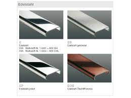 Typical applications include edge protection where tile is bordered by carpet, at expansion joints, or as a decorative edging for stairs. Schluter Schiene E Abschlussprofil V2a 2500x10 Mm Mahler Webseite Fliesenprofile