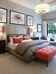 How To Introduce A Pop Of Color In Your Neutral Bedroom Decor Portland Roofing Keith Green Roofing Gray Master Bedroom Orange Bedroom Decor Bedroom Interior