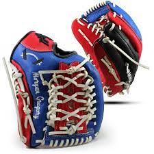 Brandeis Royal Blue Red Black And White Lace Premium Kip Leather Custom Baseball Glove By Vekoa