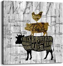 Accent pieces in a whimsical pink pig look are a great way to add to your kitchen theme decor. Buy Canvas Wall Art For Kitchen Restaurant Wall Decoration Animal Theme Wall Decor Chicken Pig Cow Canvas Picture Modern Prints Artwork Ready To Hang For Rustic Country Farm Home Decor Size 14x14
