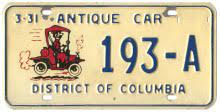 D C Antique And Historic Vehicle License Plates