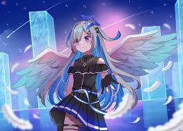 Download White Hair Green Eyes Angel Luo Tianyi Anime Vocaloid Anime Angel  4k Ultra HD Wallpaper by 宾果