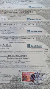 1.1 simulasi deposito bca 1.5 syarat membuka rekening deposito bank bca Jual Sertifikat Deposito Bank Exim Di Lapak Tommy Collection Bukalapak