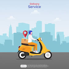Online Fast Delivery Services Concept Courier Man Illustration With Yellow Scooter And Navigation Icon In 2020 Man Illustration Pizza Delivery Concept