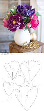 Free Paper Peony Template Paper Flowers Paper Flower Patterns Paper Peony Template