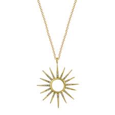 Find daily new iconic designs of gold rings, gold earrings, gold bracelets, gold pendants, chains, necklaces, bangles, anklets. 18k Gold Sun Pendant With Diamond Rays Me Ro
